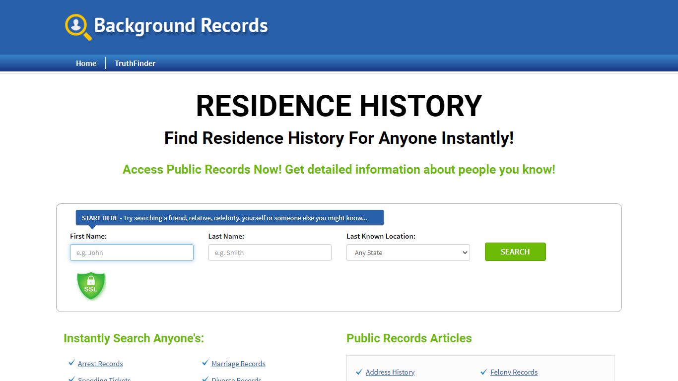 Find Residence History For Anyone - Background Records